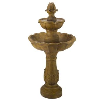 Solar-Wasserbrunnen und Vogeltränke. Das Wasser läuft in die Schale.